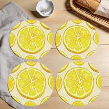 1/2/4/6/8/300 Pieces Of Luxury Fruit Series Placemat Set, Printed With Fresh Lemon Slice Pattern. Machine Washable Polyester Material, Anti Fouling, Waterproof, And Easy To Clean. Suitable For Parties And Kitchen Decoration. - Multicolor - View 8