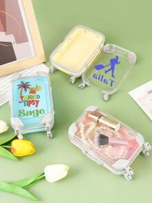 Custom Text Mini Suitcase Storage Box, Personalized Name Print Portable Organizer Case, Cute Small Storage Container Gift For Girls, Friends, Ideal For Party Favors,Birthday Presents, Holiday Gifts, Cosmetic Jewelry Sundries Desktop Storage Organizer - 1PC - View 4