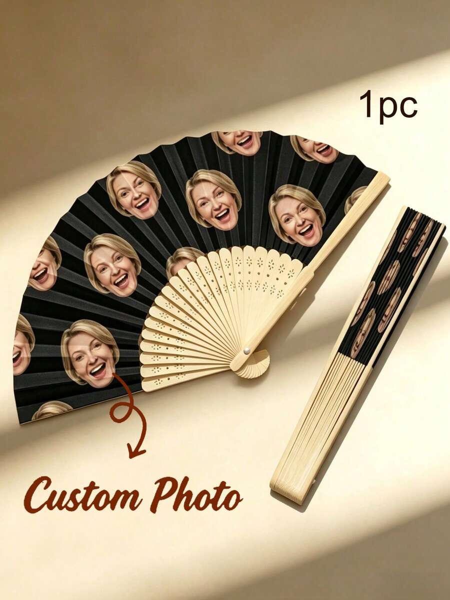 1pc Customized Photo And Name Logo Wedding Fan Classic DIY Fan Ornamental High-Quality Custom Personalized Stylish Exquisite Wedding Favors