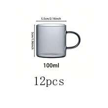 12/6/4/2 Pcs Set, 100ml/3.5oz Transparent Smoky Gray High-Quality Exquisite Glass Teacup, Breakfast Coffee Cup, Creative Water Cup, Minimalist Heatproof, Suitable For Kitchen, Living Room, Gift (Without Cup Holder) - Clear - View 8
