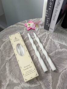 Ensemble de bougies d'aromathérapie à tige longue en spirale faites à la main, fabriquées à partir de plusieurs cires de soja et de paraffine, avec un parfum de rose pour vous faire sentir plus agréable - Blanc - Voir 11