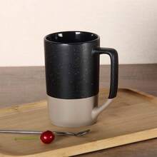 - Taza de caf de 16 onzas, combinacin de dos colores, taza de t de cermica con con moteado blanco para hombres y mujeres, restaurante, hogar, oficina, bebidas - Negro - Ver 4