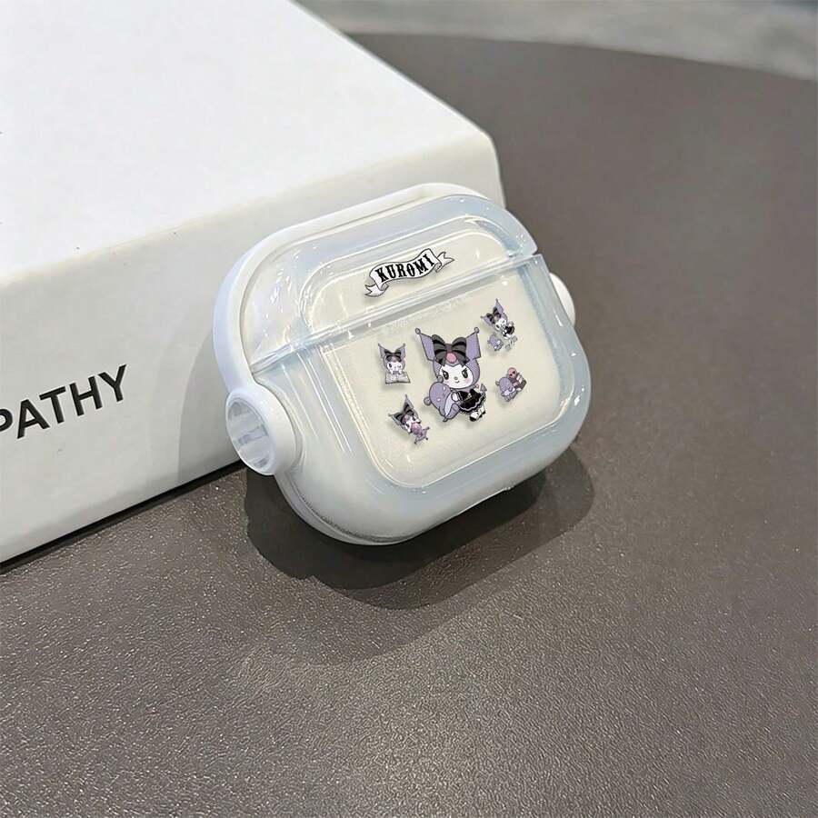Sanrio Kuromi Gothic AirPods Pro Case Cute Kawaii Transparent Shockproof Shell With Rotating Bracket Compatible With AirPods 1/2/3/4 And Pro/Pro 2 Nd Generation Suitable For New AirPods Pro 3 Stocking Stuffers The Girlfriend. - Sil - View 1