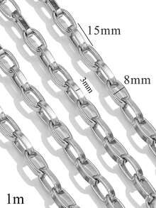 1m 304 Stainless Steel Hip-Hop Style Heart, Oval And Other Chain Necklace And Bracelet, DIY Jewelry Making, Suitable For Daily Wear - Chain - View 9