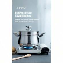 2-Tier 12.6 Inch/32cm Stainless Steel Steamer Set, Stainless Steel Stockpot Steamer With Lid, Wooden Handle Multi-Function Cooker, Suitable For Induction And Gas Stove, No Coating, Easy To Clean - View 11