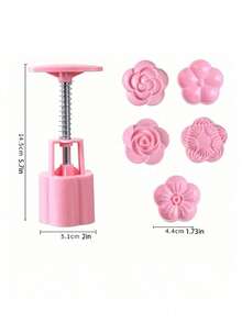 6件套花形烘焙模具套装，包含1个裱花袋和5个花形模具，蛋糕制作DIY烘焙工具，饼干模具，厨房烘焙配件，小型厨房工具，完美的烘焙用品 - 彩色 - 查看 10