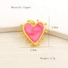 1 pièce Pendentif cœur en cuivre, style minimaliste mode pour femmes, accessoires DIY pour bracelet, collier, boucle d'oreille, sac et chaîne de téléphone, fait main - Multicolore - Voir 12