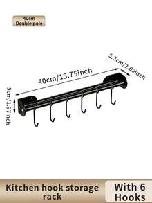 1pc Wall-Mounted Kitchen Rack - Smooth Sliding Hooks, Ample Storage Space, Convenient Paper Towel Holder, Modern Multi-Functional Hanging Bar - Metal Construction, Perfect For Modern Home Decor - Kitchen Hook Rack - View 3