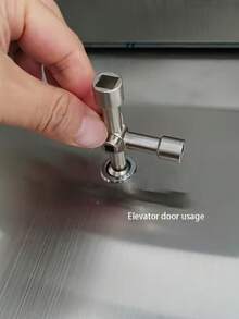1pc 4-In-1 Multi-Function Key Wrench, Zinc Alloy Cross/Triangle/Hexagon Wrench, Universal Tool For Elevator, Electrical Cabinet, Water Meter Valve And Industrial Maintenance - A - View 3