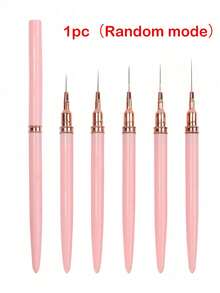 Bộ 1/5 cây cọ vẽ móng tay chuyên nghiệp, cọ liner vẽ chi tiết, 5 cọ nhỏ vẽ kỹ thuật thiết kế móng, cọ vẽ đường kẻ sọc mảnh đầu móng, thân cọ dài 7/9/11/15/20mm, bút vẽ móng - Hồng - Xem 9