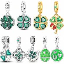 1件鍍銀幸運綠色三葉草馬蹄造型吊墜，適用於DIY珠寶製作手鍊，女性珠寶禮物理想選擇 - 金色或銀色 - 查看 11