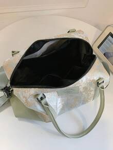 New Fashionable Travel Bag Jacquard Pattern Minimalist Niche Design Chic Popular Suitable For Short Trips Fitness Spliced Contrast Color Large Capacity Versatile Exquisite Bag - Green - View 10