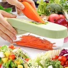 Tritatutto per verdure Pro – Dispositivo multifunzionale per tagliare patate, cipolle e verdure | Taglia a cubetti, affetta e trita velocemente | Pratico ed efficiente per la cucina - Set da 7 pezzi - Visualizzare 7