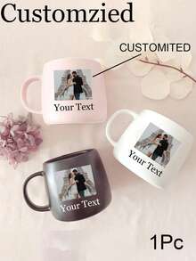 Customized Ceramic Mug With Personalized Photos And Text, Coffee Cup, Tea And Milk Mug For Wedding Gift, Typography Design - Multicolor - View 1