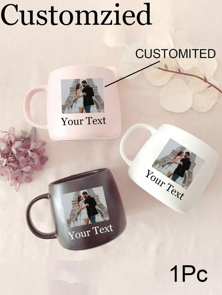 Customized Ceramic Mug With Personalized Photos And Text, Coffee Cup, Tea And Milk Mug For Wedding Gift, Typography Design - Multicolor - View 1