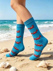 1 Pasang Kaos Kaki Pantai Motif Kepiting Kecil yang Lucu Gaya Kartun Hadiah Unisex - MultiWarna - View 4