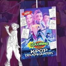 1pc K-Pop Adult Stress Relief Coloring Book, Cute Anime Character Line Art Tracing Book, Office Break And Daily Leisure Relaxation Art Book - Multicolor - View 2