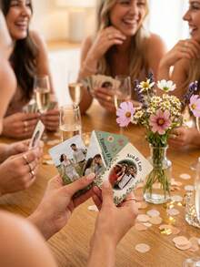 1Set Custom Couple Photo & Text Card With Tin Box, Personalized Wedding/Anniversary Memory Card Set, Floral Design, Durable Cardstock; Ideal Gift For Lovers, Wedding Favors, Anniversary Souvenirs & Keepsakes, Custom Photo Gift - Multicolor - View 3