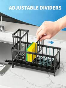 Estante de cocina para paños de platos de moda, con bandeja de drenaje inclinable automática, estante de drenaje de esponja sólida, adecuado para almacenamiento de paños en la encimera de la cocina, organizador de fregadero de cocina, regalo para mujeres y mamás, accesorios de fregadero de cocina, utensilios de cocina - Multicolor - Ver 3