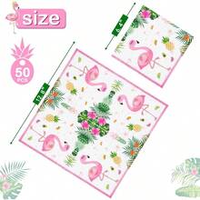 50 servilletas de flamenco, decoraciones de hawaiana, servilletas de papel rosa Luau, plegables decorativas desechables para almuerzo, cena, piscina, regalos de cumpleaos - Flamenco - Ver 3