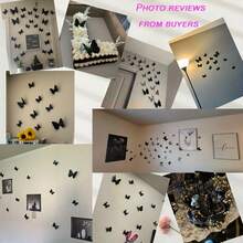 12pcs 3D Butterfly Wall Stickers, Black Removable Butterfly Wall Decals, Creative Home Room Decor, Garden Decor, Party Decor, Realistic Double Layer Butterfly Wall Stickers, Wall Decor Home Creative Decoration - A - View 5
