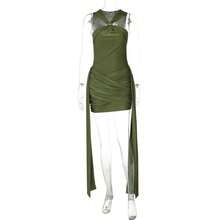 New Sleeveless Halter Dress With Pleats - 綠色 - 查看 6