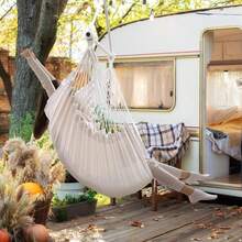 Hängesessel Mit 2 Kissen & Deckenhaken-Set, Bis 150 Kg Für Erwachsene – Ideal Für Garten, Terrasse, Schlafzimmer & Indoor-Bereich, Anthrazitfarbene Schaukelsitz Mit Fußablage, Robuste Hängematte Für Entspannung & Leseecke, Komplettes Aufhängeset Inklusive - A - Übersicht 5