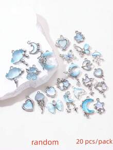 10/20pcs Random Blue Tone Ocean Colored Rhinestone Cross & Heart Shaped Pendant DIY Necklace Bracelet Jewelry Gift For Women - Blue - View 11
