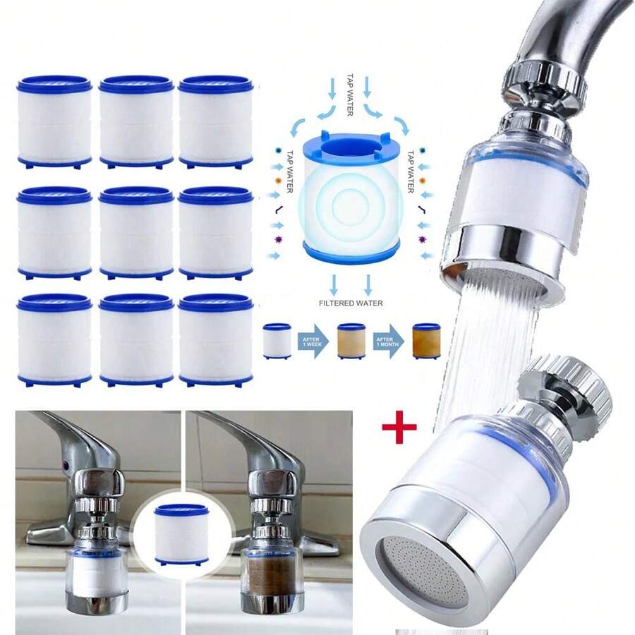 Faucet With Replaceable Filter, Splash-Proof Faucet Sprayer Head With Filter, Rotating Faucet Water Filter Extender, Kitchen & Bathroom Water Filtration System, Universal Kitchen & Bathtub Water Filter