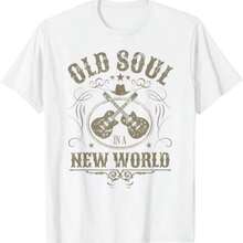 Old Soul In A New World Country Bluegrass Music Guitar Fan T-Shirt1 - White - View 1