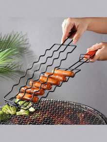 Keranjang Pemanggang Hot Dog, Jaring Barbekyu Luar Ruangan Portabel yang Dapat Digunakan Kembali, Rak Pemanggang Sosis Hot Dog, Rak Penjepit Jaring Barbekyu, Cocok untuk Acara Keluarga, Piknik Luar Ruangan, Berkemah, dan Barbekyu - Jaring hot dog anti lengket - View 4