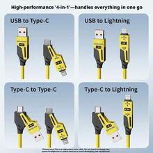K-TOUCH Car Spring Data Cable, 4 In 1 Type C Super Fast Charging Cord, Retractable USB Charger For Vehicle - Pink - View 3