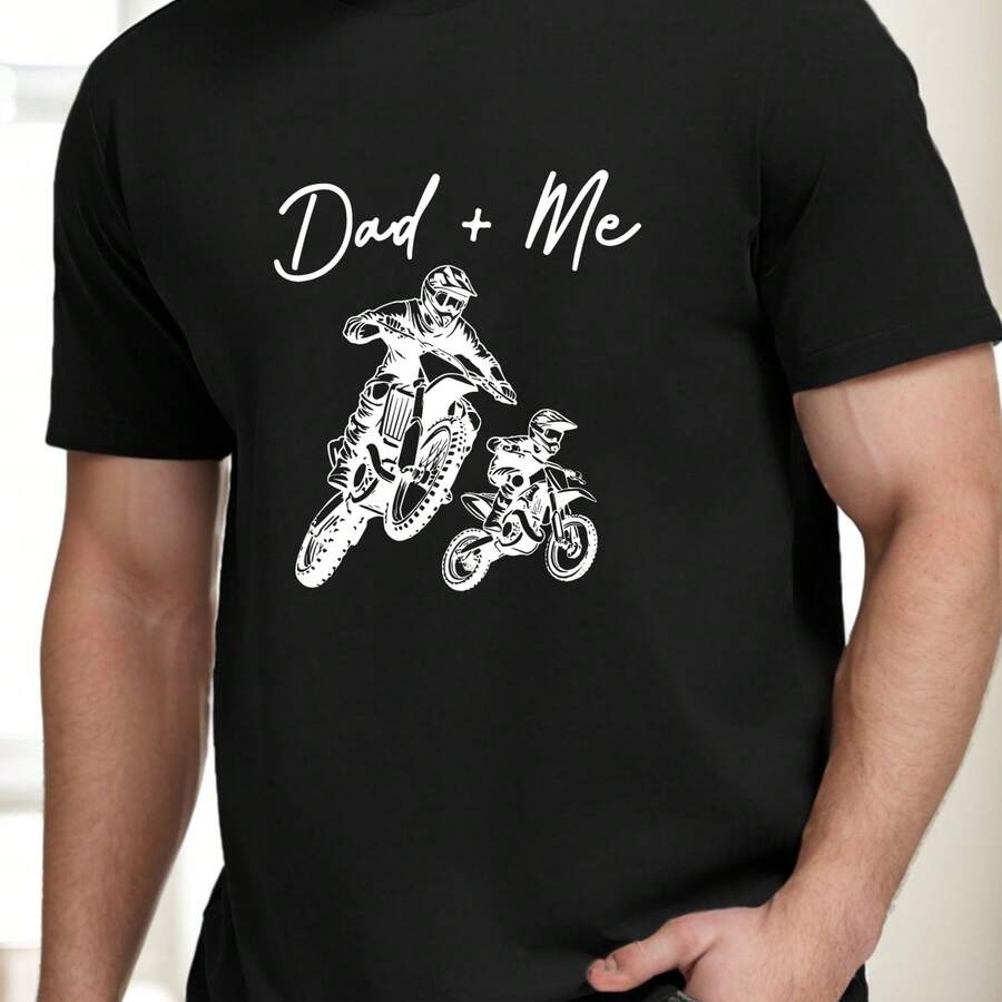 Papá y yo Camiseta de manga corta para hombre Camiseta de verano Top - Negro - Ver 1