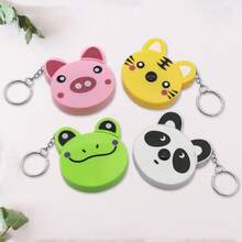 1pc Portable Keychain Cartoon Tape Measure, Animal Tape Measure, Double-Sided Scale Measuring Ruler, Automatic Retractable Leather Tape Measure - A - View 6
