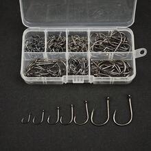 Avlcoaky 260pcs/Set Fishing Hook Sets Freshwater Saltwater Fishing Tackle Set Worm Soft Bait Jig Fishhooks - Black - View 4