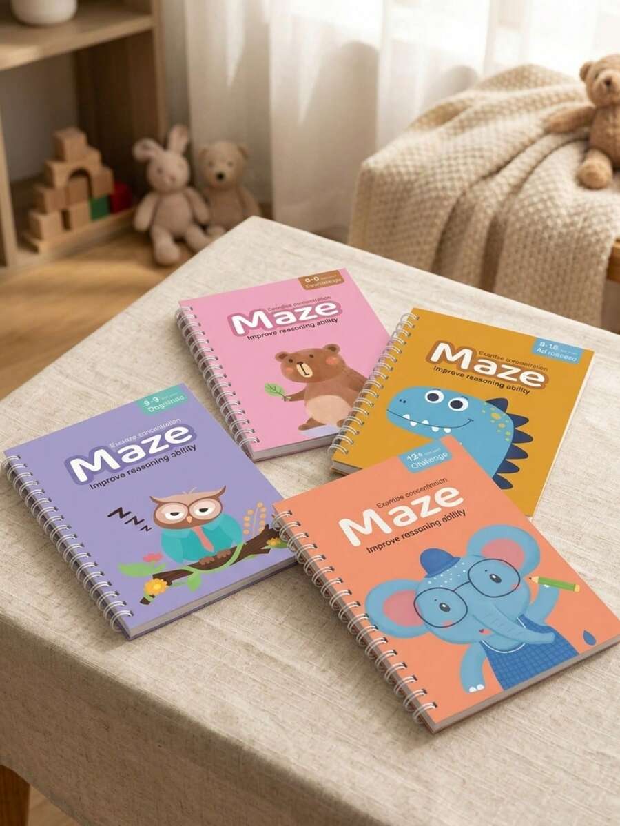 Professional Logic Maze Book For Kids 3-12+, Progressive Concentration Training Workbook, Brain Development Toy, Screen-Free Brain Potential Development Maze Game, Fun Educational Toy, Ideal Educational Gift, Birthday/Holiday/Back-To-School Gift