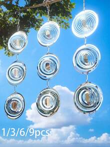 1/3/6/9pcs/1pc/Set - Outdoor Bird Repellent, Round Outdoor Bird Repellent, Reflective Owl Windmill, 3D Stainless Steel Bird Repellent Device, Used To Repel Pigeons, Outdoor Hanging Bird Repellent Reflector, Suitable For Yard, Roof, Garden, Can Drive Pigeons Away From Your Home, Yard, Orchard, Also As Home Decor, Wind Chime Decoration - Multicolor - View 1