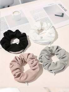 Fashionable Sequin Scrunchie With Hidden Zipper Pocket, Suitable For Daily Casual Wear, Can Store Keys, Coins, Lipstick And Other Small Items, Bohemian Style Fashion Accessory, Luxurious Texture - Multicolor - View 5