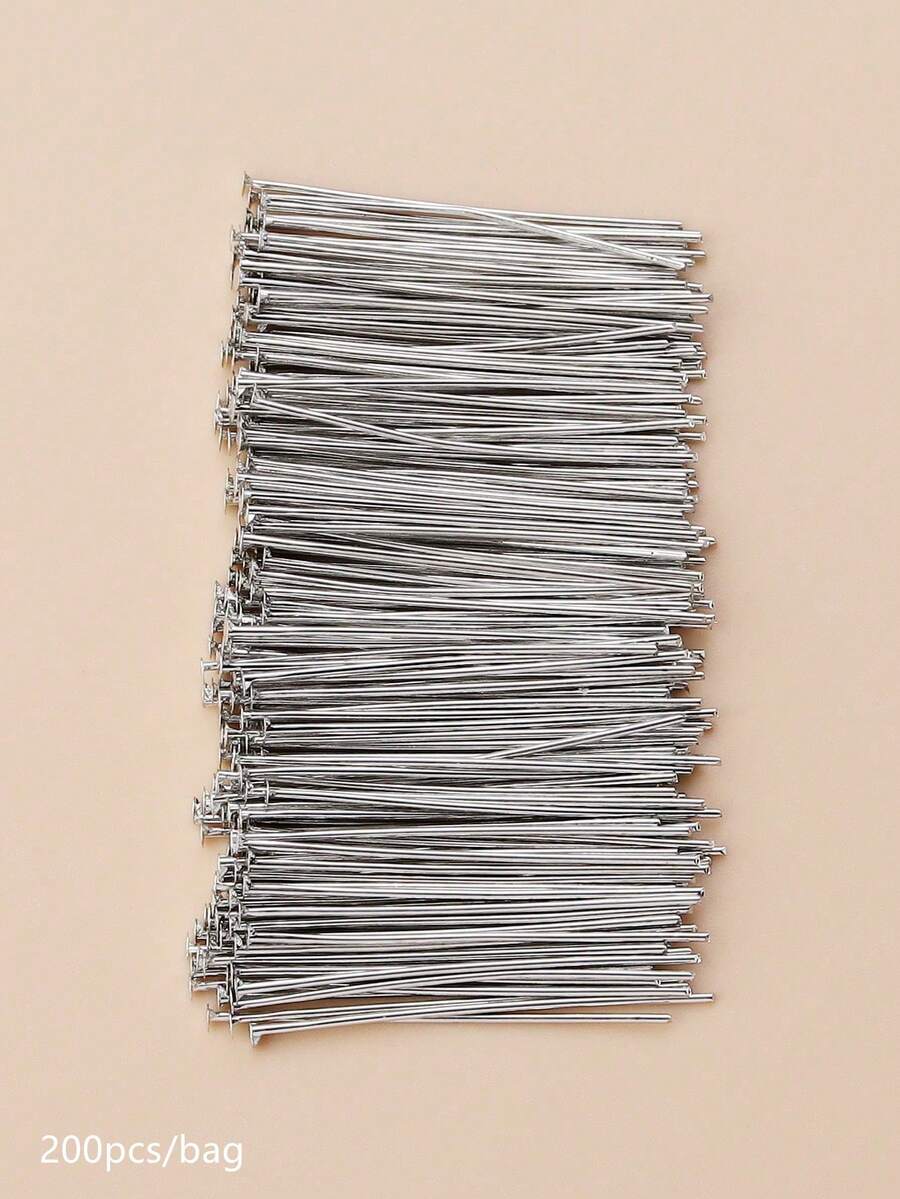 200pcs 40mm Eye Pins for DIY Jewelry Making Necklace Earrings Pendant Accessories - Silver - View 1