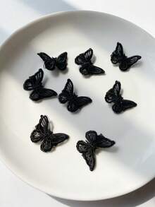 8入組女款4.5cm/1.77in黑色蕾絲蝴蝶髮夾，時尚百搭高級優雅極簡純色仙女可愛側邊髮夾髮飾，適合日常出遊、休閒、派對、通勤、度假、洗臉、化妝、穿搭，抓夾髮飾 - 黑色 - 查看 2