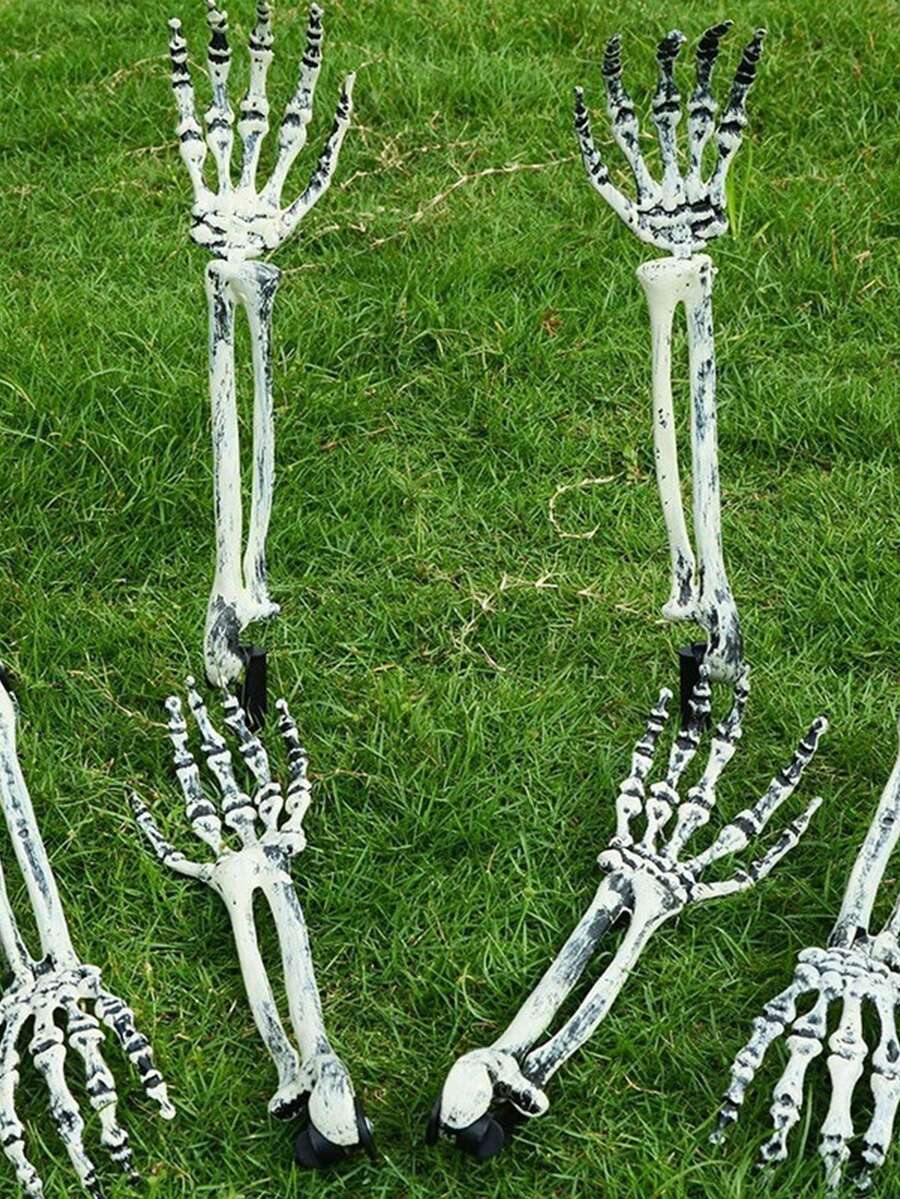 1pc Halloween Decoration Realistic Plastic Hand Bone Skeleton Halloween Yard Ground Stake Ghost Hand Decorative Prop Ornament - View 1