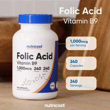 Nutricost Ácido Fólico (Vitamina B9) 1000 Mcg, 240 Cápsulas - Otros - Ver 8