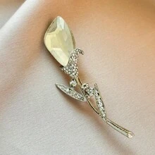 1pc Elegant Zinc Alloy Flower Brooch For Women, Suitable For Spring, Summer, Autumn, Winter Daily Wear - Multicolor - View 3