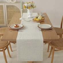 1 pieza Camino de mesa minimalista japonés de unicolor, mantel largo beige claro, adecuado para mesa de comedor familiar, decoración de restaurante, decoración de cafetería de alojamiento - Multicolor - Ver 11
