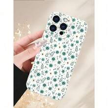 1PC, Cute Mint Green Tiny Ditsy Floral Flower Leaf Aesthetic White Pattern Phone Case, Suitable For 17/16/15/14/13/12/11 (Pro/Pro Max)And Galaxy S26/S25/S24 Plus/S23/S22/S21 Ultra, It Features A Classic Creative Design With TPU Material For Camera Shock Protection, Creative And Stylish Design, Suitable For Men And Women, A Gift For Friends, Family, Boyfriend, Girlfriend - Weiss - Übersicht 4
