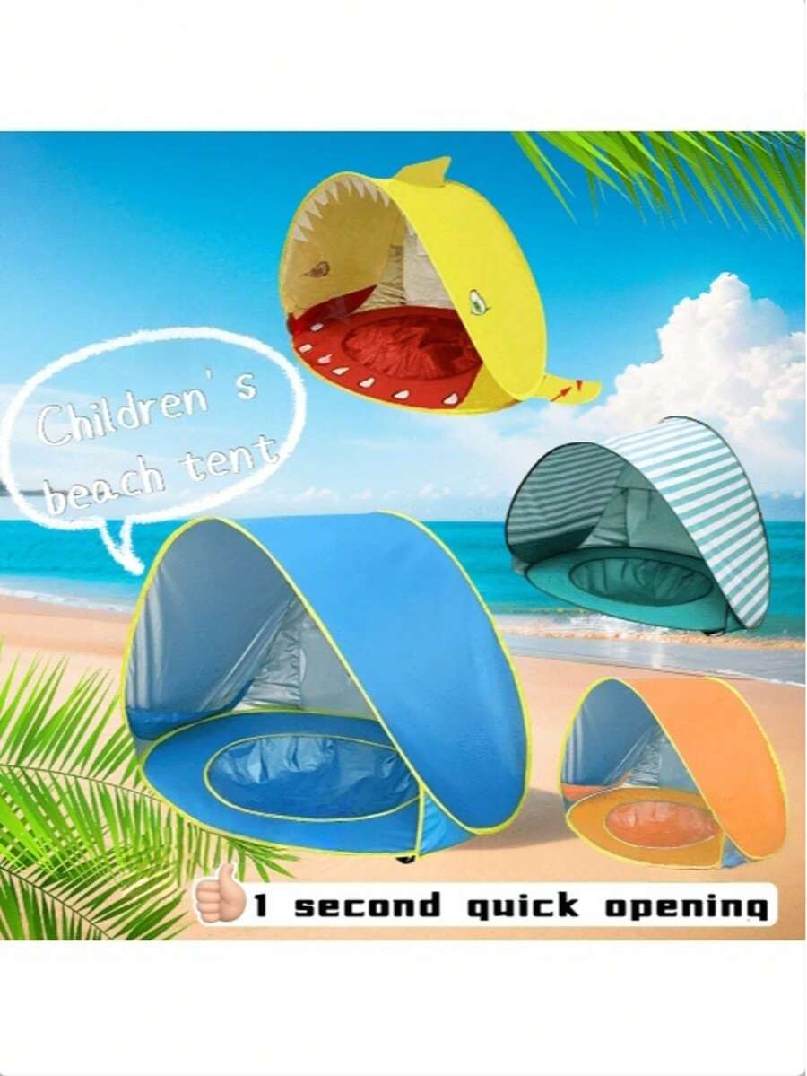 Luxury Portable Beach Tent, Quick-Opening Sun Shelter, Easy To Assemble Waterproof Outdoor Tent, Suitable For Beach, Pool, Water Games, Camping, Picnic, Outdoor Vacation And Summer Leisure Multi-Functional Sun Protection Canopy - Multicolor - View 1