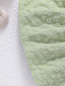 Young Girls' Spring/Summer Jacquard Bow Decor Mini Dress - Green - View 6