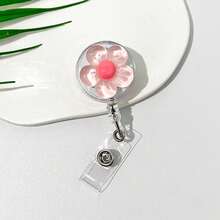1pc/6pcs Cute Crystal Flower Design, Resin Plastic Material, Retractable Rotating Clip, Badge Reel With Rotating Clip, Suitable For Work ID, Student ID, Ideal For Students, Teachers, Doctors, School Supplies, Back To School Season And More. - Multicolor - View 14