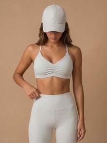 ATTRACO Women Yoga Bra Camisole Racerback Sports Bra - White - View 5