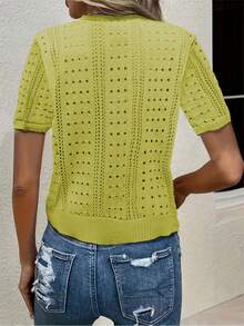 Short Sleeve Cardigan For Spring And Summer - 芥末黃 - 查看 2